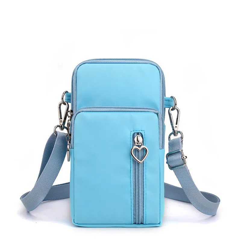 Solid Color Mobile Phone Bag, Female Messenger Crossbody Shoulder Arm Bags