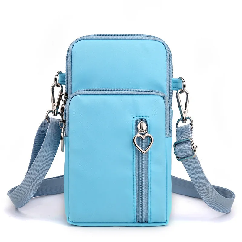 Solid Color Mobile Phone Bag, Female Messenger Crossbody Shoulder Arm Bags