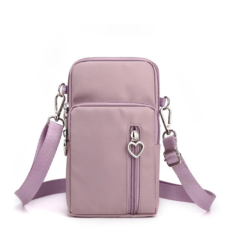 Solid Color Mobile Phone Bag, Female Messenger Crossbody Shoulder Arm Bags