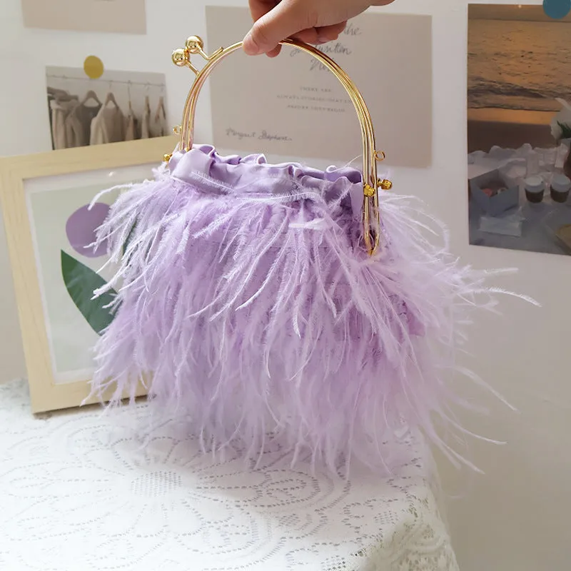 Solid Feathers Limited-time deal Casual Shockproof Bags Daily Party Patchwork