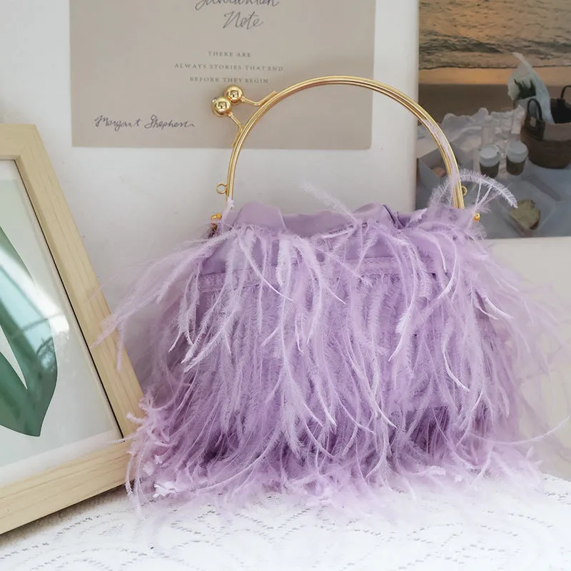 Solid Feathers Limited-time deal Casual Shockproof Bags Daily Party Patchwork