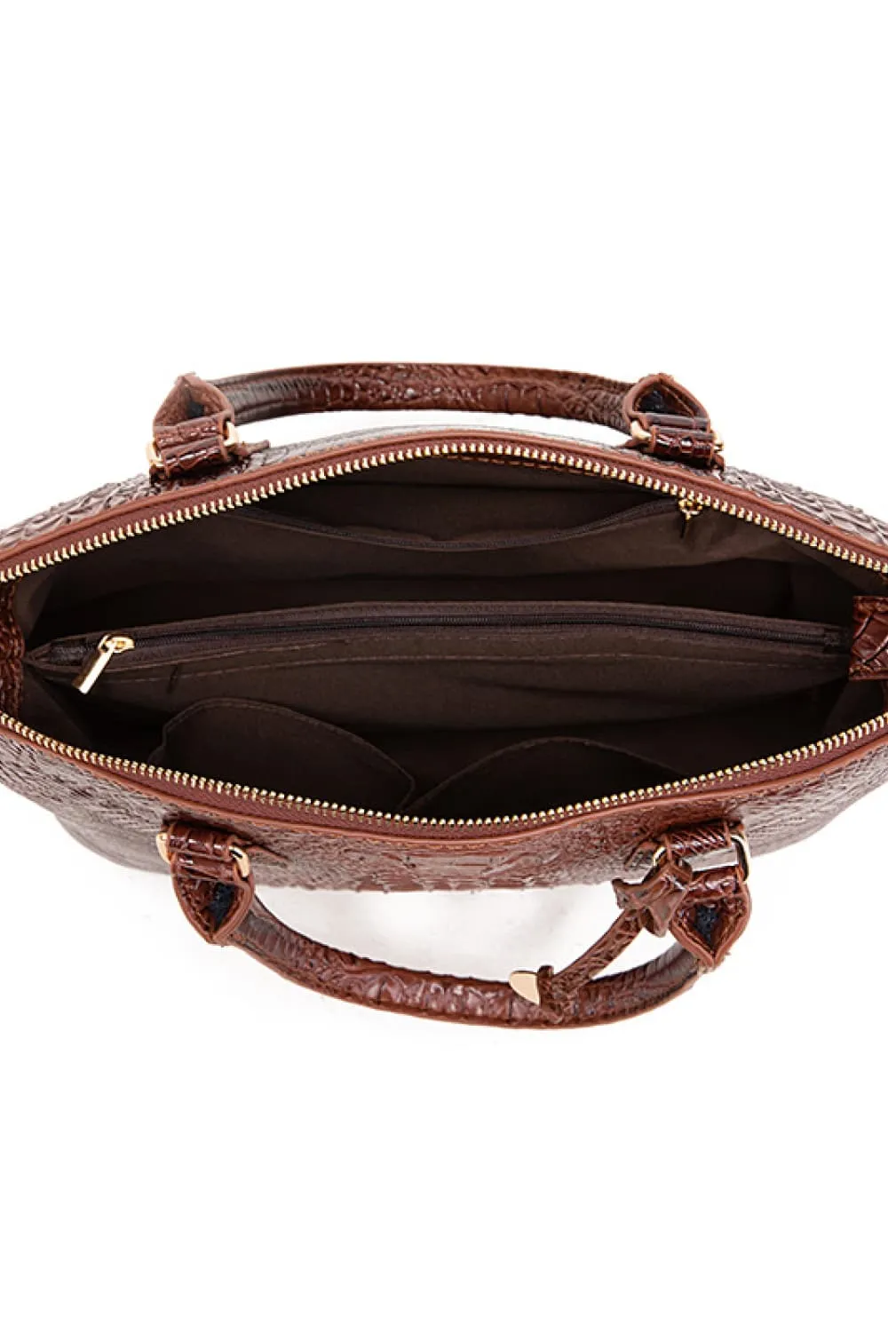 SophistiCroc Embossed Satchel Leather Handbag