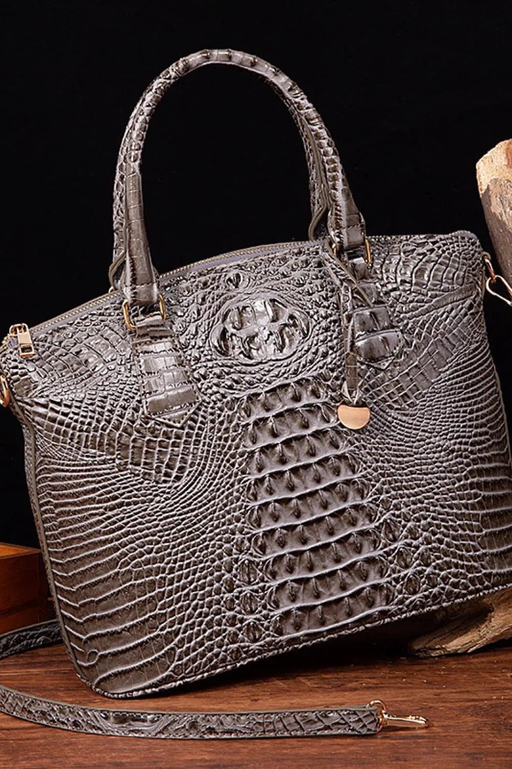 SophistiCroc Embossed Satchel Leather Handbag