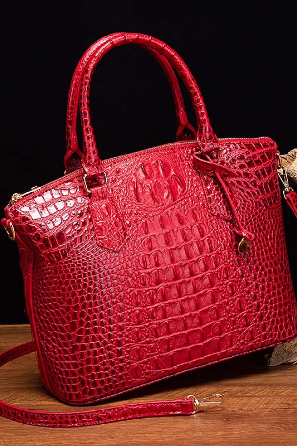 SophistiCroc Embossed Satchel Leather Handbag