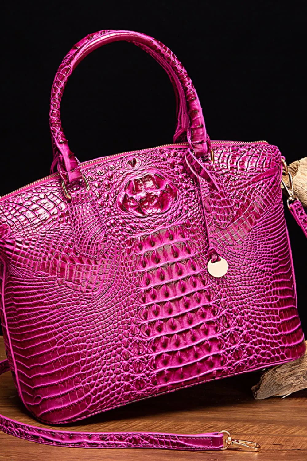 SophistiCroc Embossed Satchel Leather Handbag