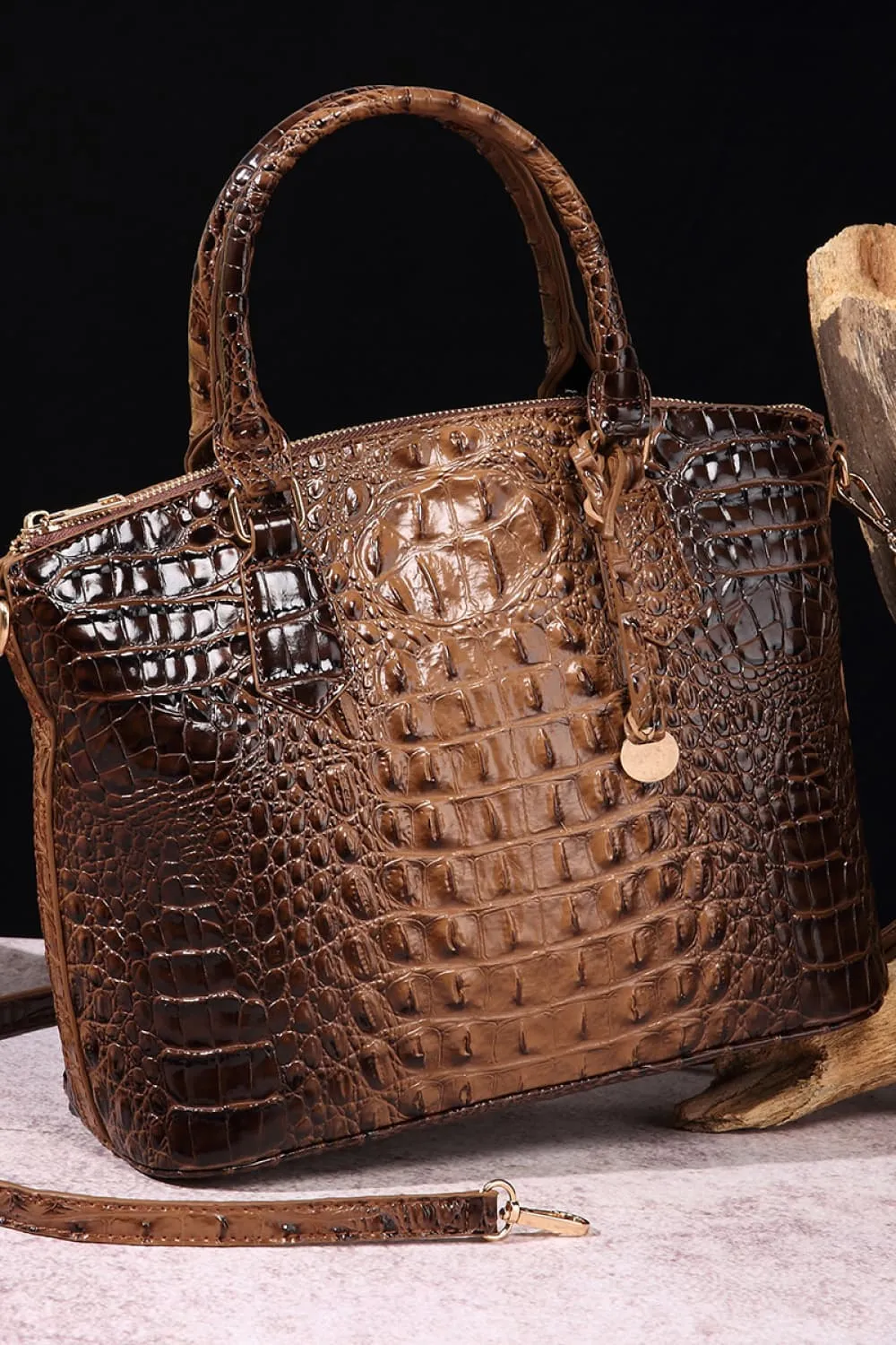 SophistiCroc Embossed Satchel Leather Handbag