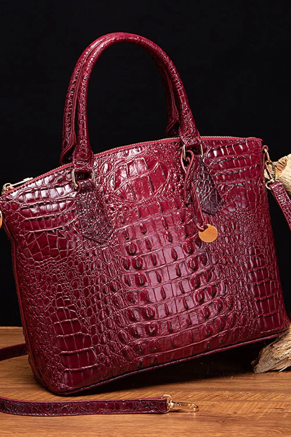 SophistiCroc Embossed Satchel Leather Handbag