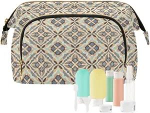 Spacious Quilted Cosmetic Bag Travel Toiletry Organizer with Padded Design
