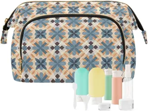 Spacious Quilted Cosmetic Bag Travel Toiletry Organizer with Padded Design