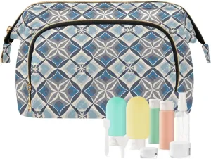 Spacious Quilted Cosmetic Bag Travel Toiletry Organizer with Padded Design