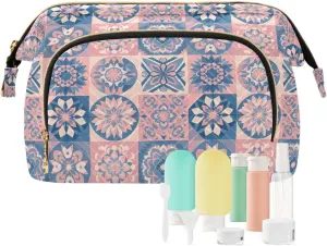 Spacious Quilted Cosmetic Bag Travel Toiletry Organizer with Padded Design