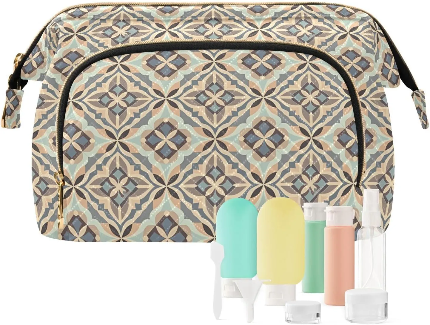 Spacious Quilted Cosmetic Bag Travel Toiletry Organizer with Padded Design