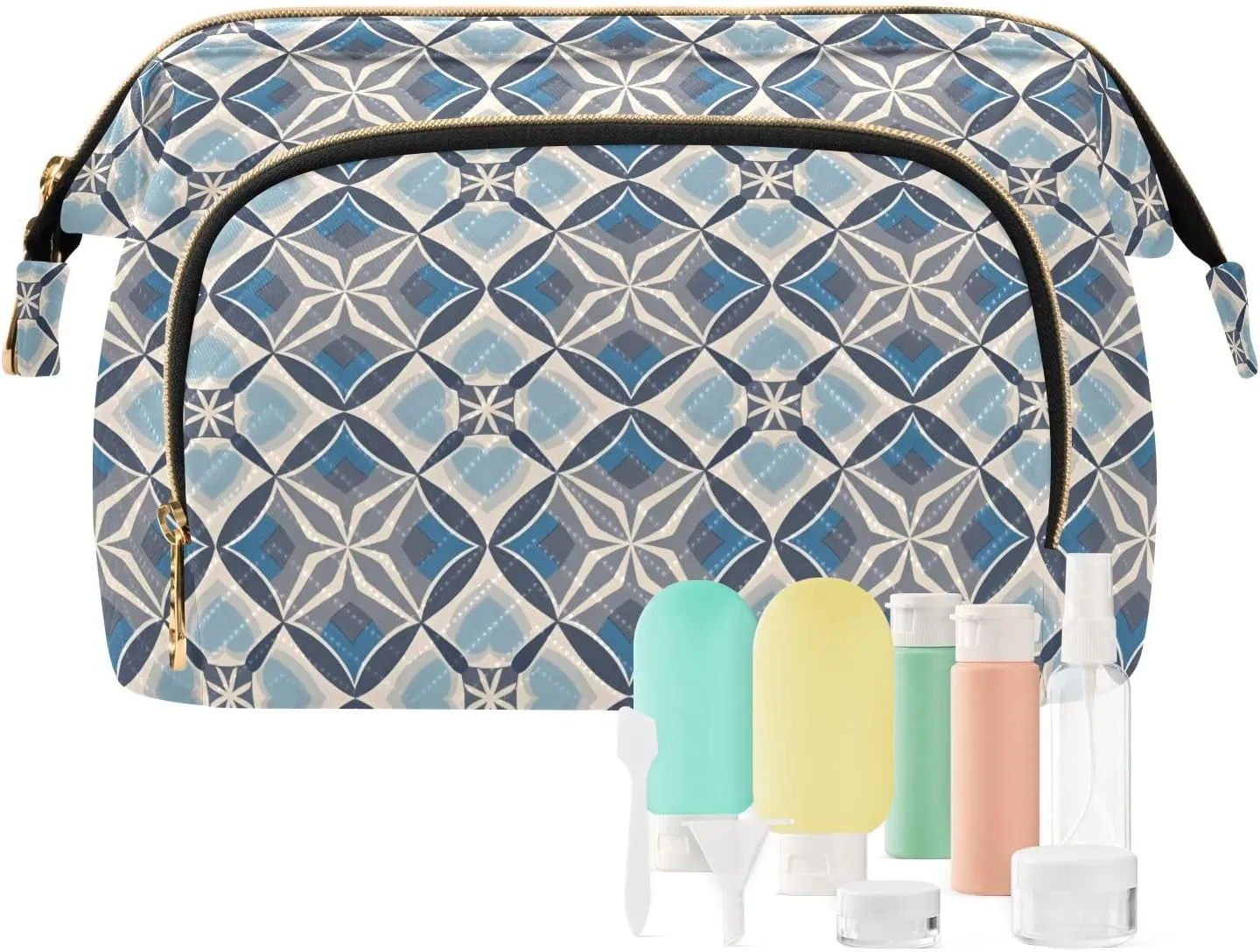 Spacious Quilted Cosmetic Bag Travel Toiletry Organizer with Padded Design