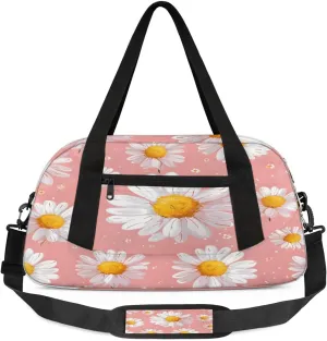Sport Duffel Bag Floral Daisy Kids Gym Bag Weekender Overnight Bags for Boys Girls Teens Carry On Workout Travel Bag