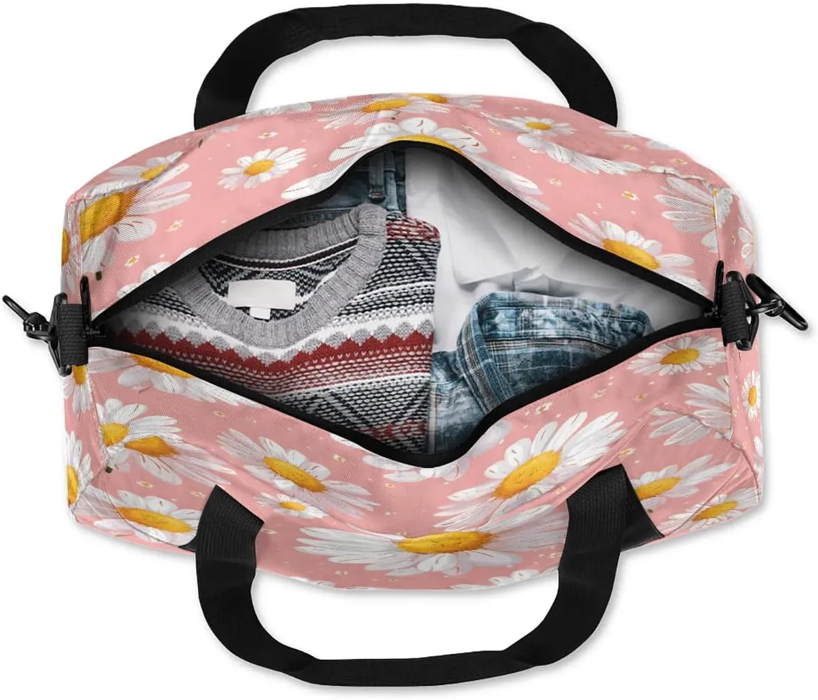 Sport Duffel Bag Floral Daisy Kids Gym Bag Weekender Overnight Bags for Boys Girls Teens Carry On Workout Travel Bag