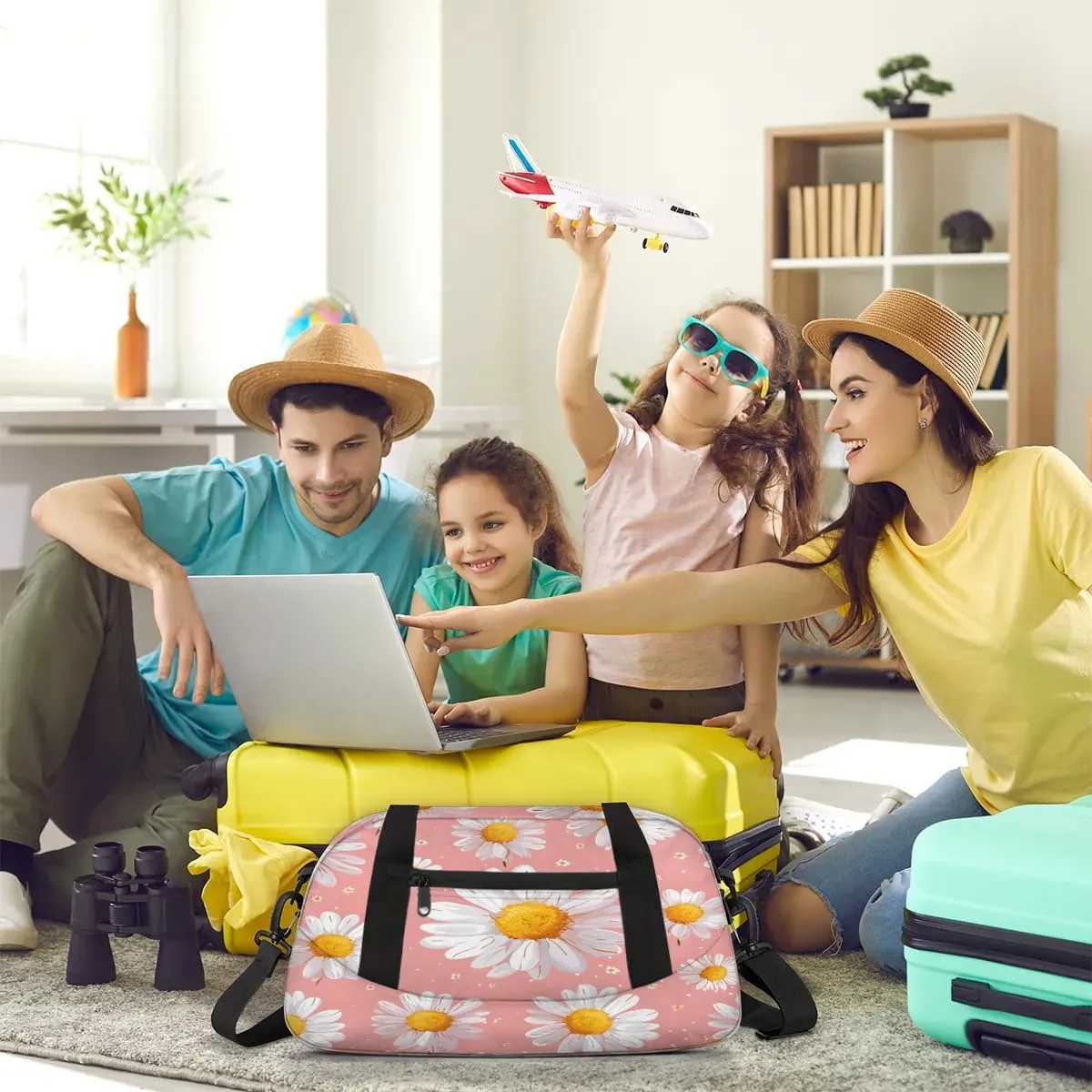 Sport Duffel Bag Floral Daisy Kids Gym Bag Weekender Overnight Bags for Boys Girls Teens Carry On Workout Travel Bag