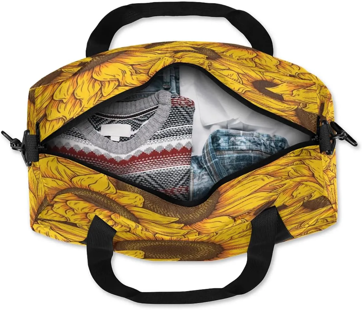 Sport Duffel Bag Floral Sunflowers Kids Gym Bag Weekender Overnight Bags for Boys Girls Teens Carry On Workout Travel Bag
