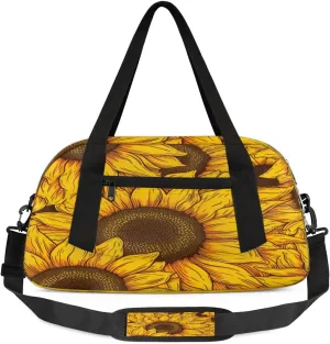 Sport Duffel Bag Floral Sunflowers Kids Gym Bag Weekender Overnight Bags for Boys Girls Teens Carry On Workout Travel Bag