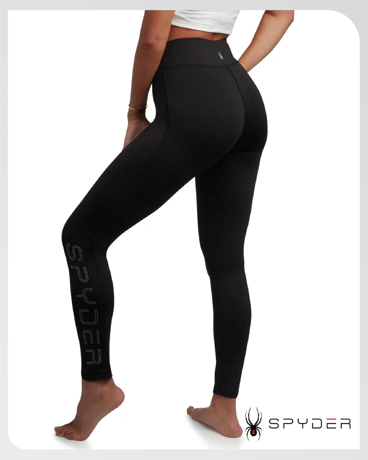 Spyder Women's Activewear Legging - Poly Span Knit UPF 50 High Waisted Tummy Control Printed Athletic Legging (Sizes: S-XL)