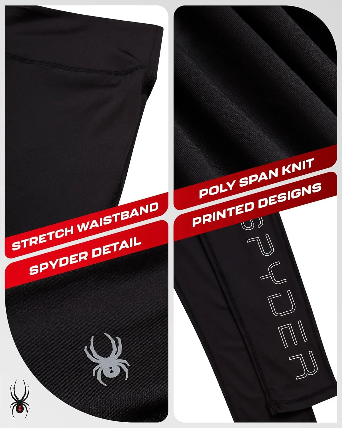 Spyder Women's Activewear Legging - Poly Span Knit UPF 50 High Waisted Tummy Control Printed Athletic Legging (Sizes: S-XL)