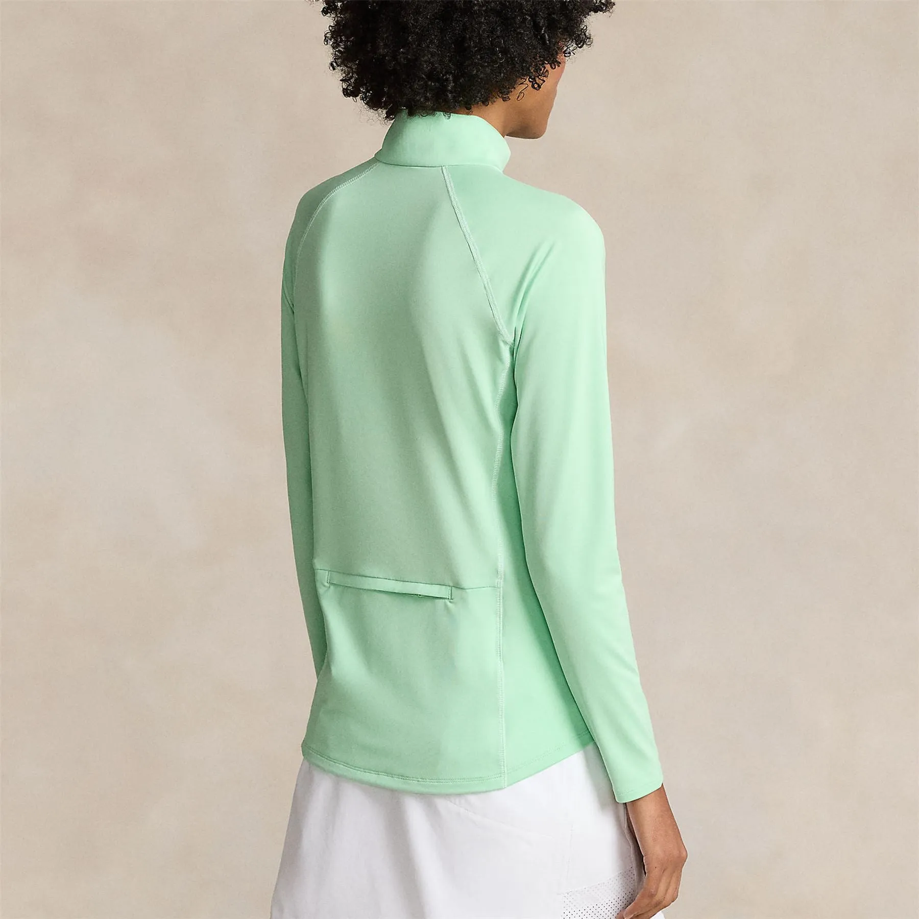 Stretch Jersey Quarter Zip Pullover Pastel Mint/Ceramc White