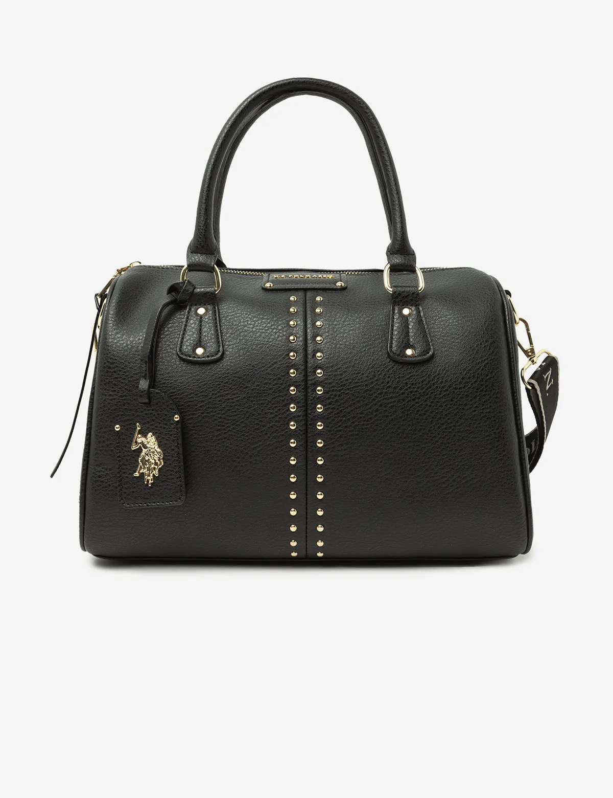 STUDDED SATCHEL WITH CROSSBODY STRAP