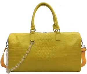 Summer Training Fitness Sports Gym Yoga Bag for Women Large Luggage Bag Portable Travel Duffel Handbag Weekend Bag Shoulder Bag(Yellow)