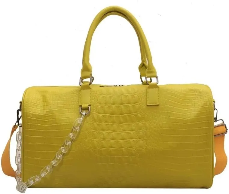 Summer Training Fitness Sports Gym Yoga Bag for Women Large Luggage Bag Portable Travel Duffel Handbag Weekend Bag Shoulder Bag(Yellow)