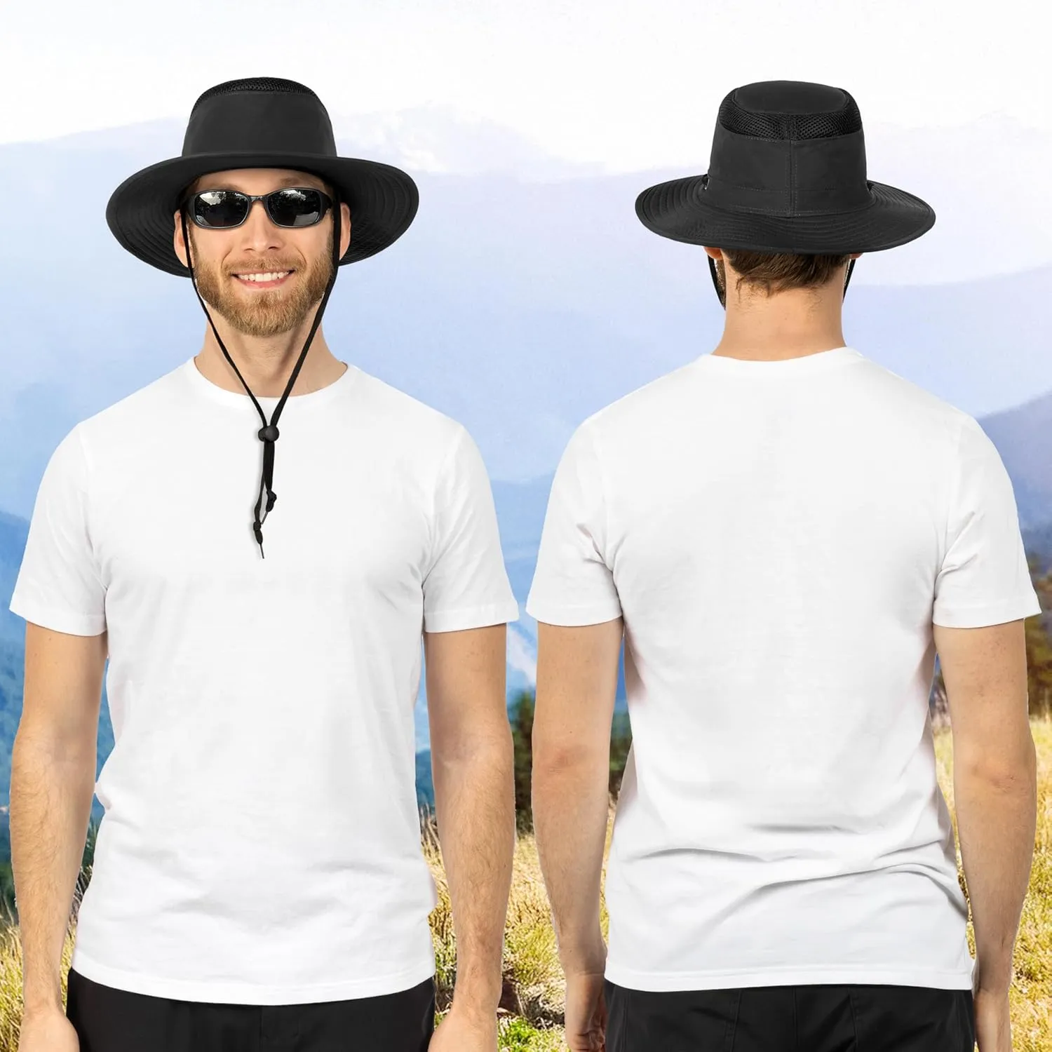SUN CUBE Wide Brim Sun Hat for Men Women, Sun Protection UV Hat, Safari Hiking Boonie Hat