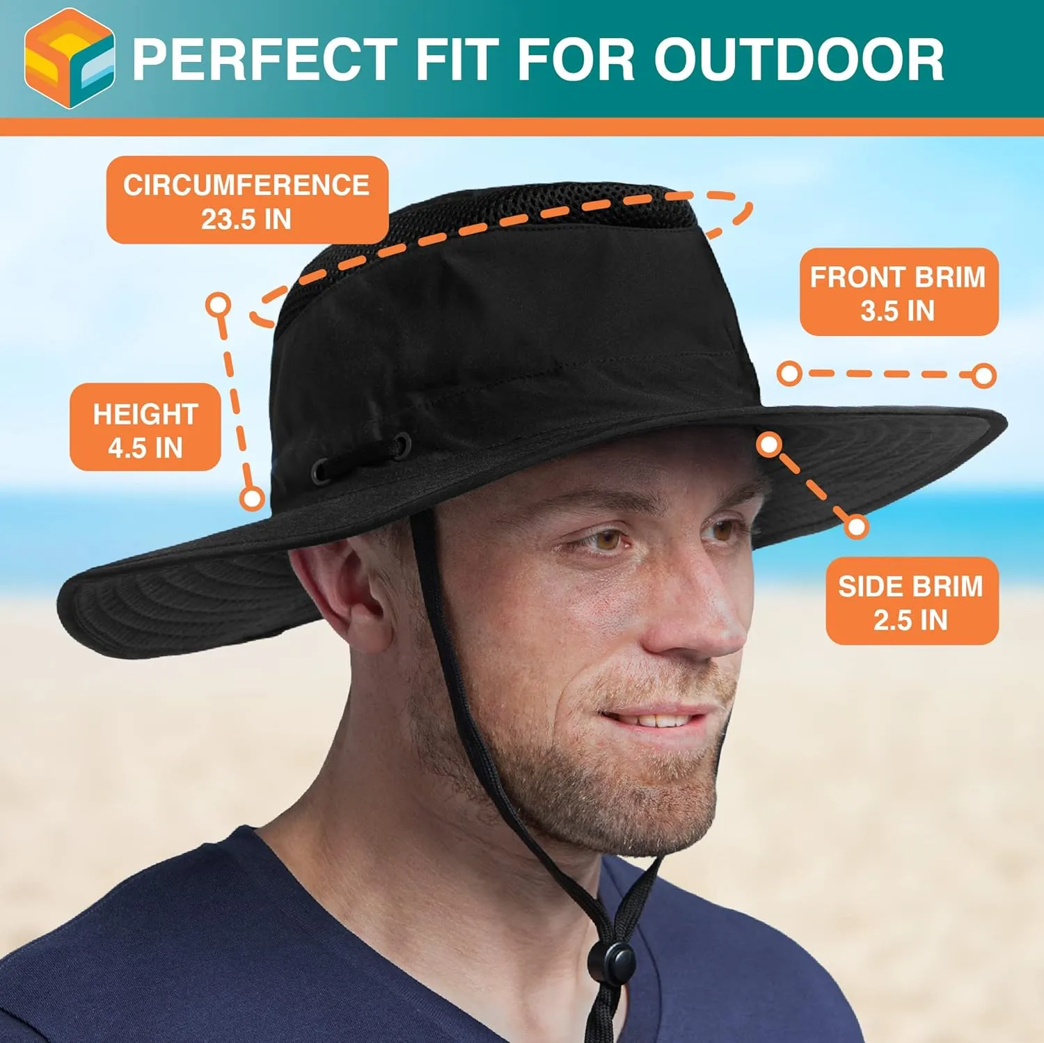 SUN CUBE Wide Brim Sun Hat for Men Women, Sun Protection UV Hat, Safari Hiking Boonie Hat