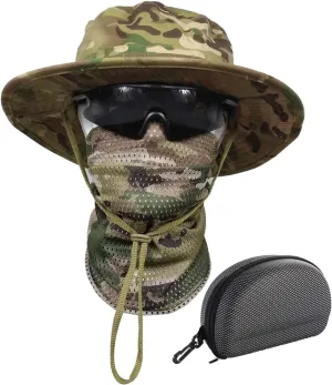 Sun Hat Bucket Boonie Hats Scarf Glasses Protection Foldable Set Camo Hats Fishing Hiking Camping Outdoor Sports Men Women