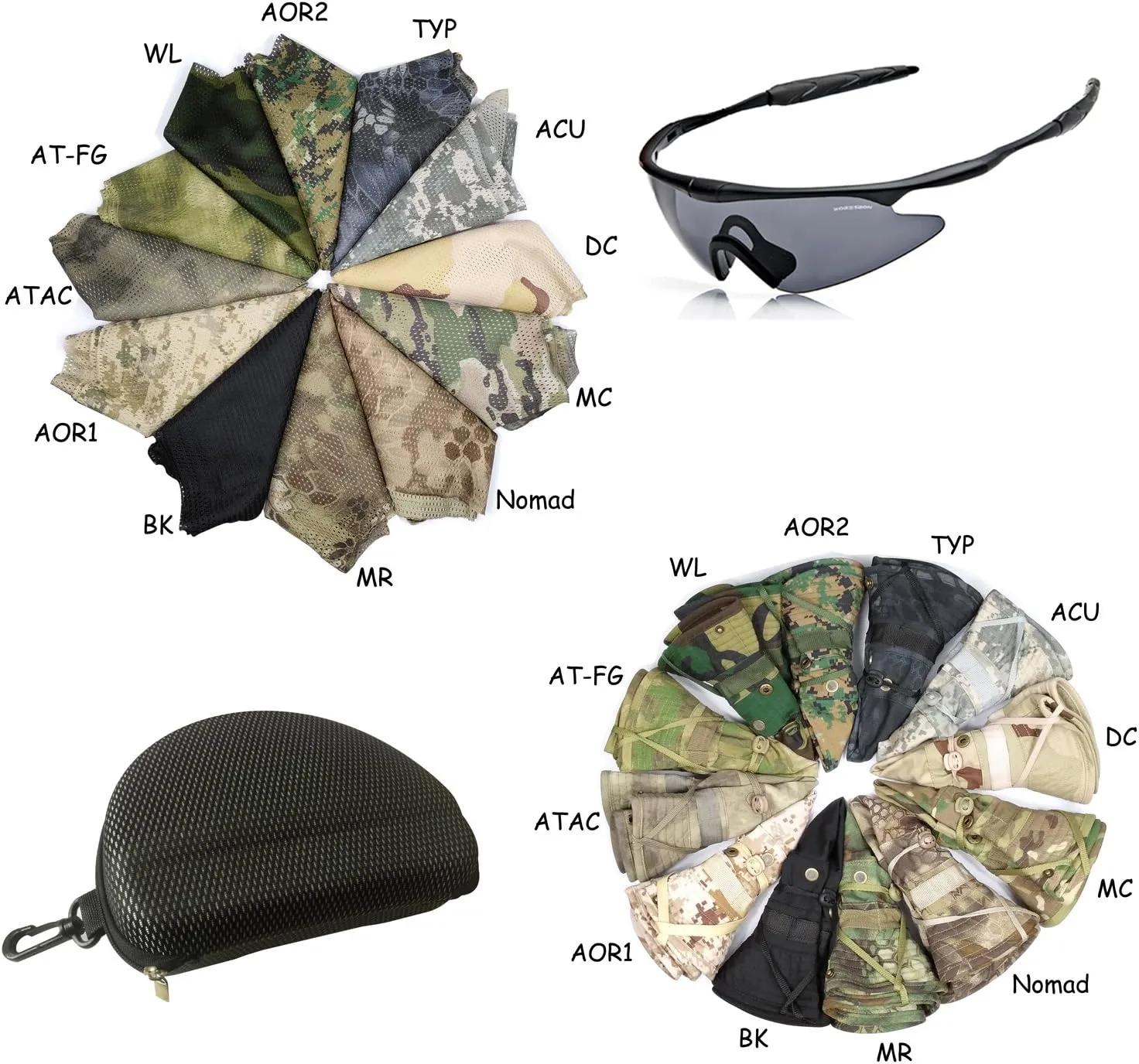 Sun Hat Bucket Boonie Hats Scarf Glasses Protection Foldable Set Camo Hats Fishing Hiking Camping Outdoor Sports Men Women