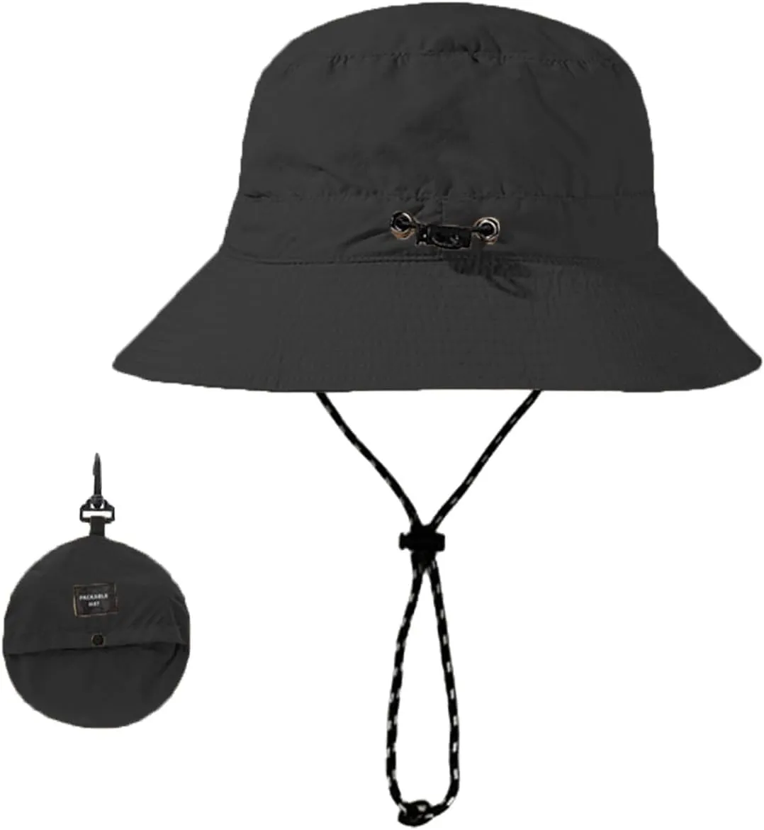 Sun Hat Waterproof Bucket Hat UV Protection Fishing Hat with Chinstrap Quick Drying Foldable Fisherman Hat for Men Women