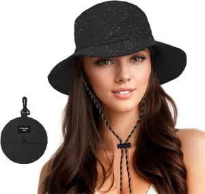 Sun Hat Waterproof Bucket Hat UV Protection Fishing Hat with Chinstrap Quick Drying Foldable Fisherman Hat for Men Women