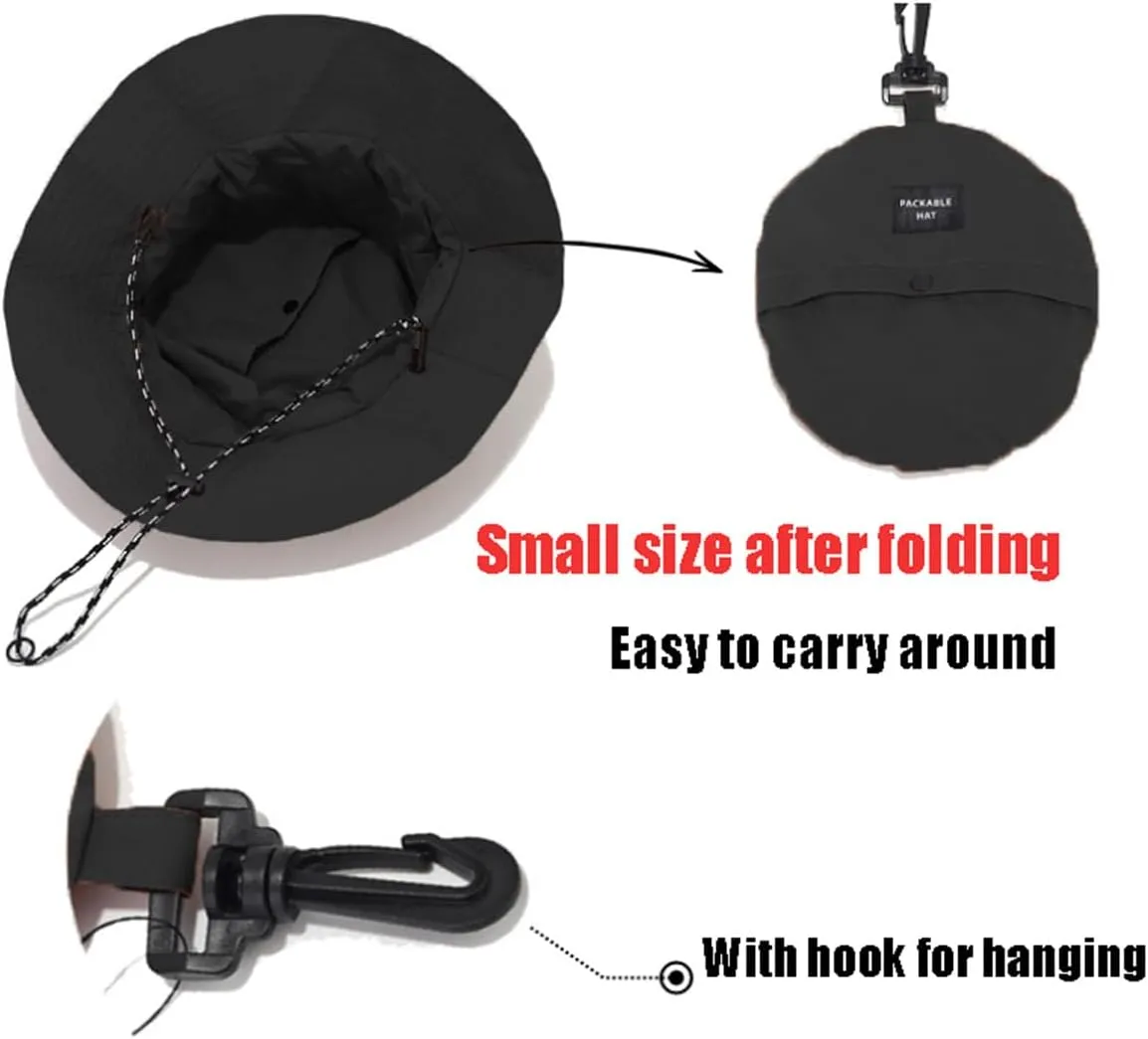 Sun Hat Waterproof Bucket Hat UV Protection Fishing Hat with Chinstrap Quick Drying Foldable Fisherman Hat for Men Women