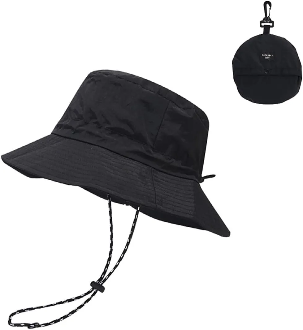 Sun Hat Waterproof Bucket Hat UV Protection Fishing Hat with Chinstrap Quick Drying Foldable Fisherman Hat for Men Women