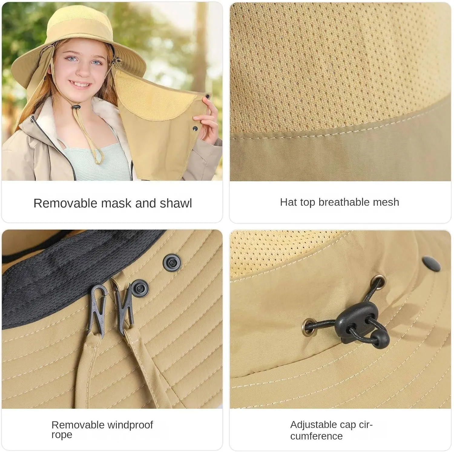 Sun mask Shawl hat UV Protection Cycling Sun Protection hat face Cover Sun-Proof Bucket hat