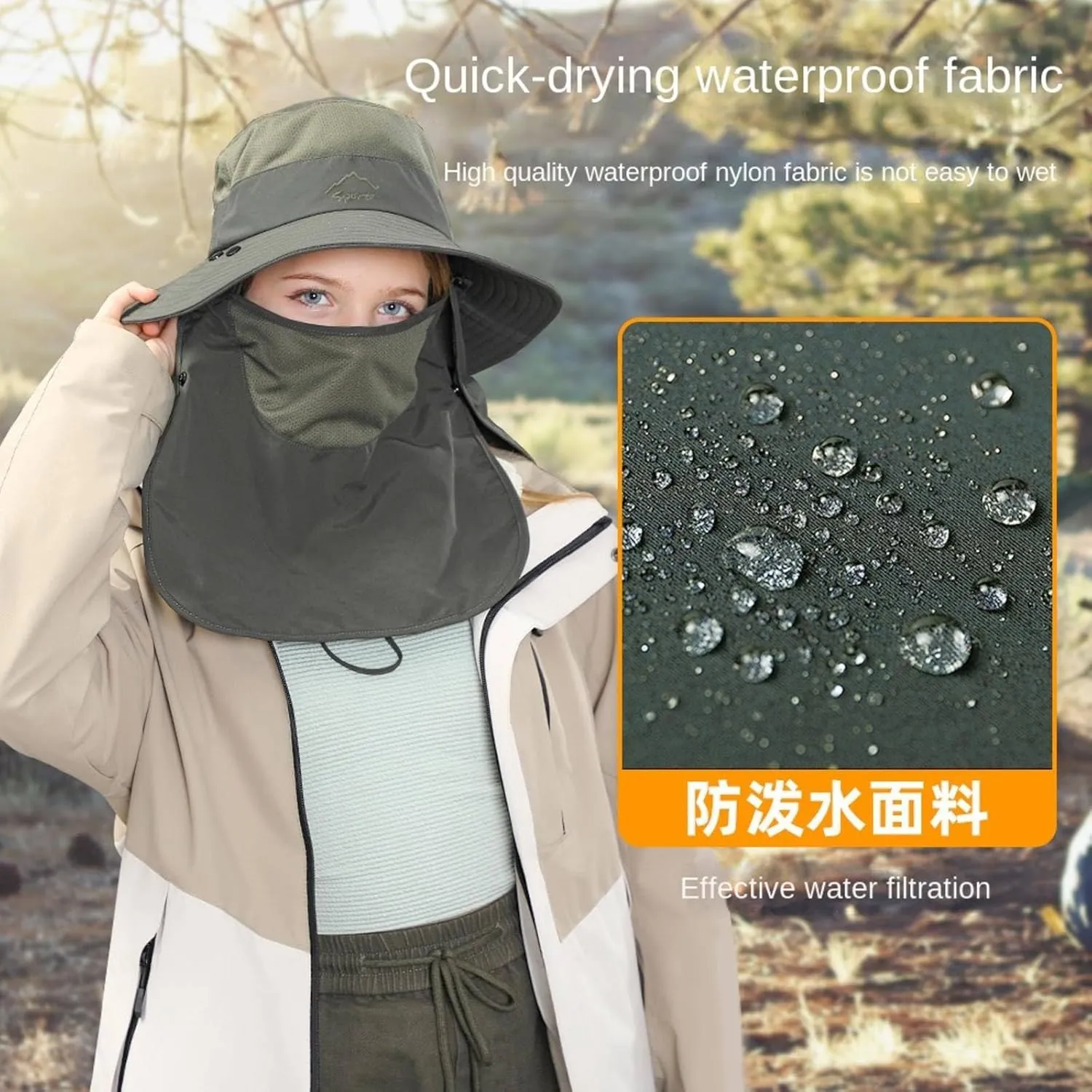 Sun mask Shawl hat UV Protection Cycling Sun Protection hat face Cover Sun-Proof Bucket hat
