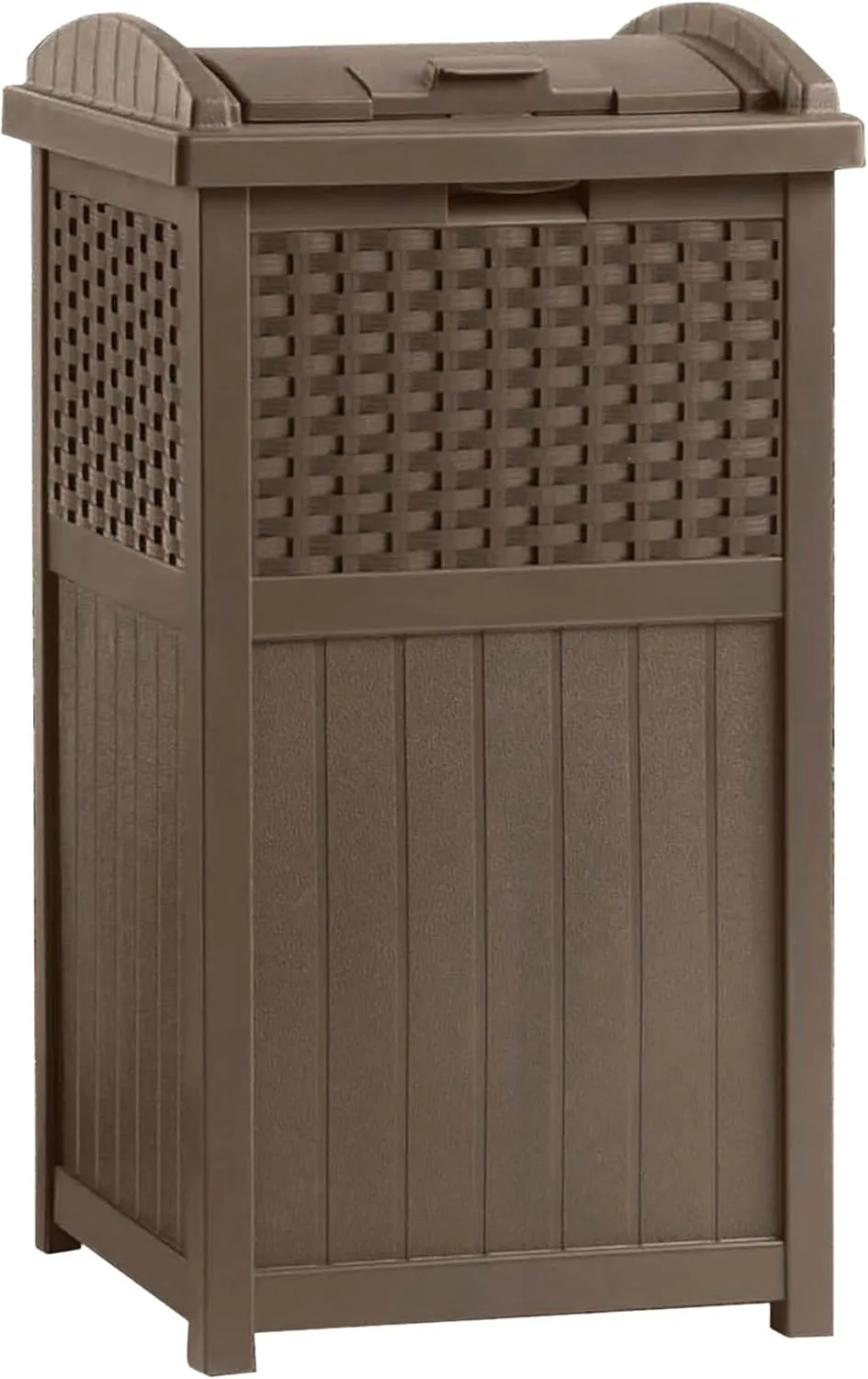Suncast Trash Hideaway 33 Gallon Resin Wicker Outdoor Garbage Container (4 Pack)