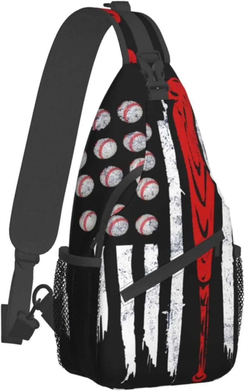 Sunflower And American Flag Sling Backpack Crossbody Shoulder Bags For Women Men, Sling Bag Travel Hiking Chest Bag Daypack