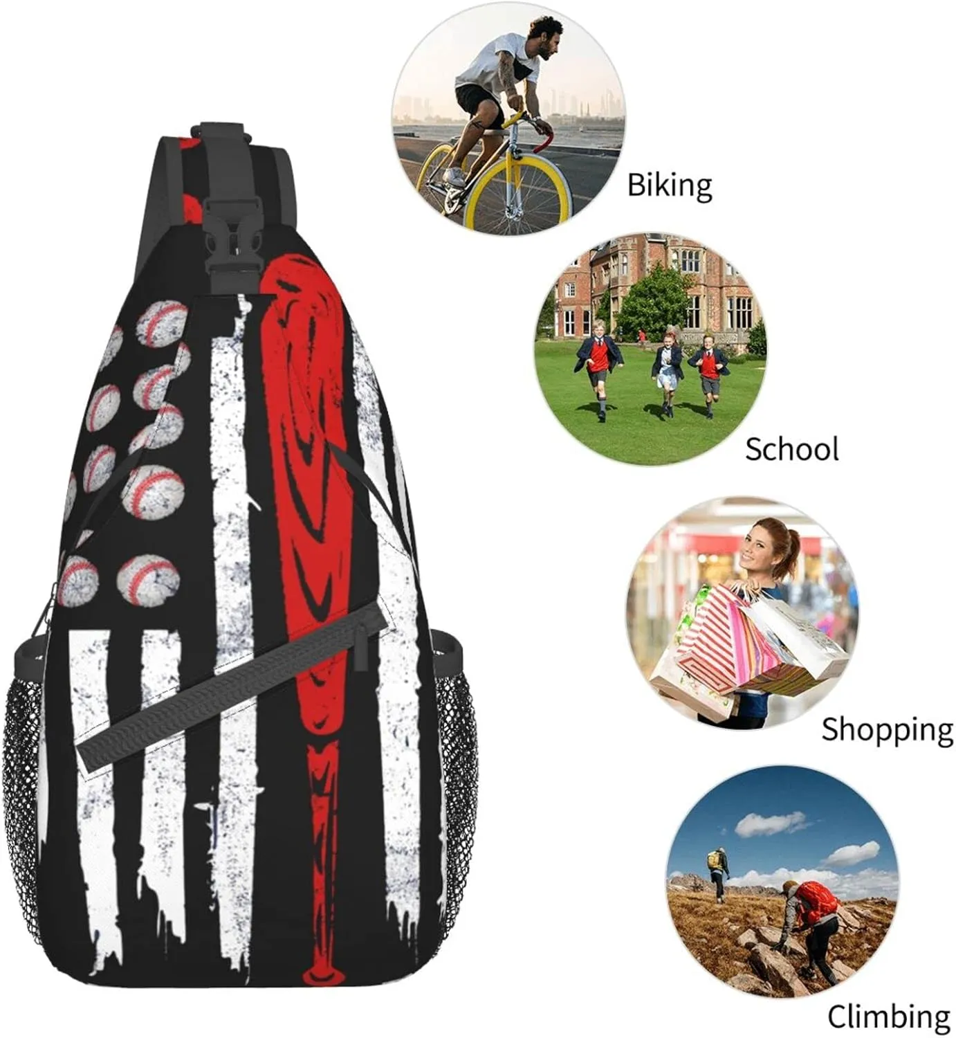 Sunflower And American Flag Sling Backpack Crossbody Shoulder Bags For Women Men, Sling Bag Travel Hiking Chest Bag Daypack