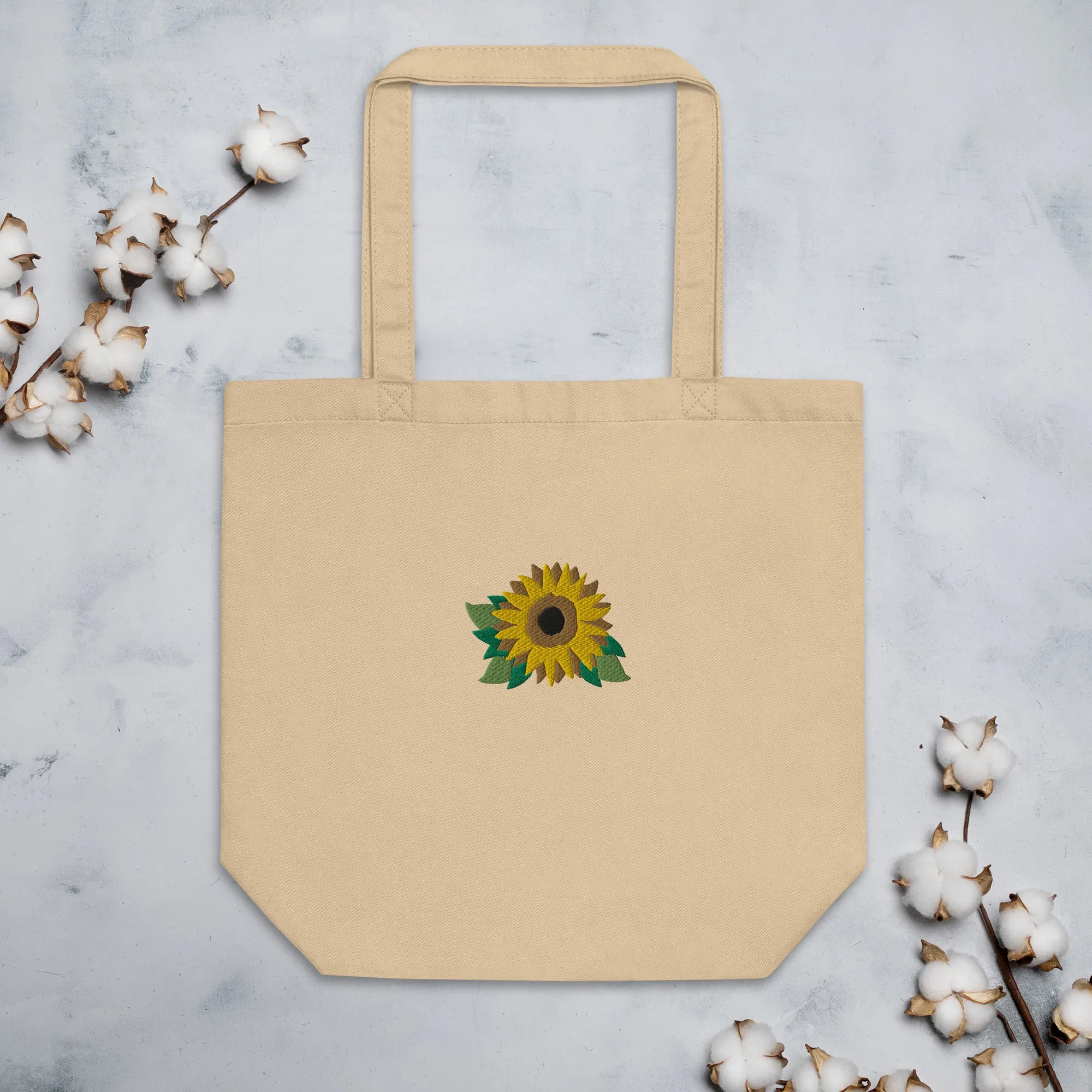 Sunflower Embroidered Eco Tote Bag