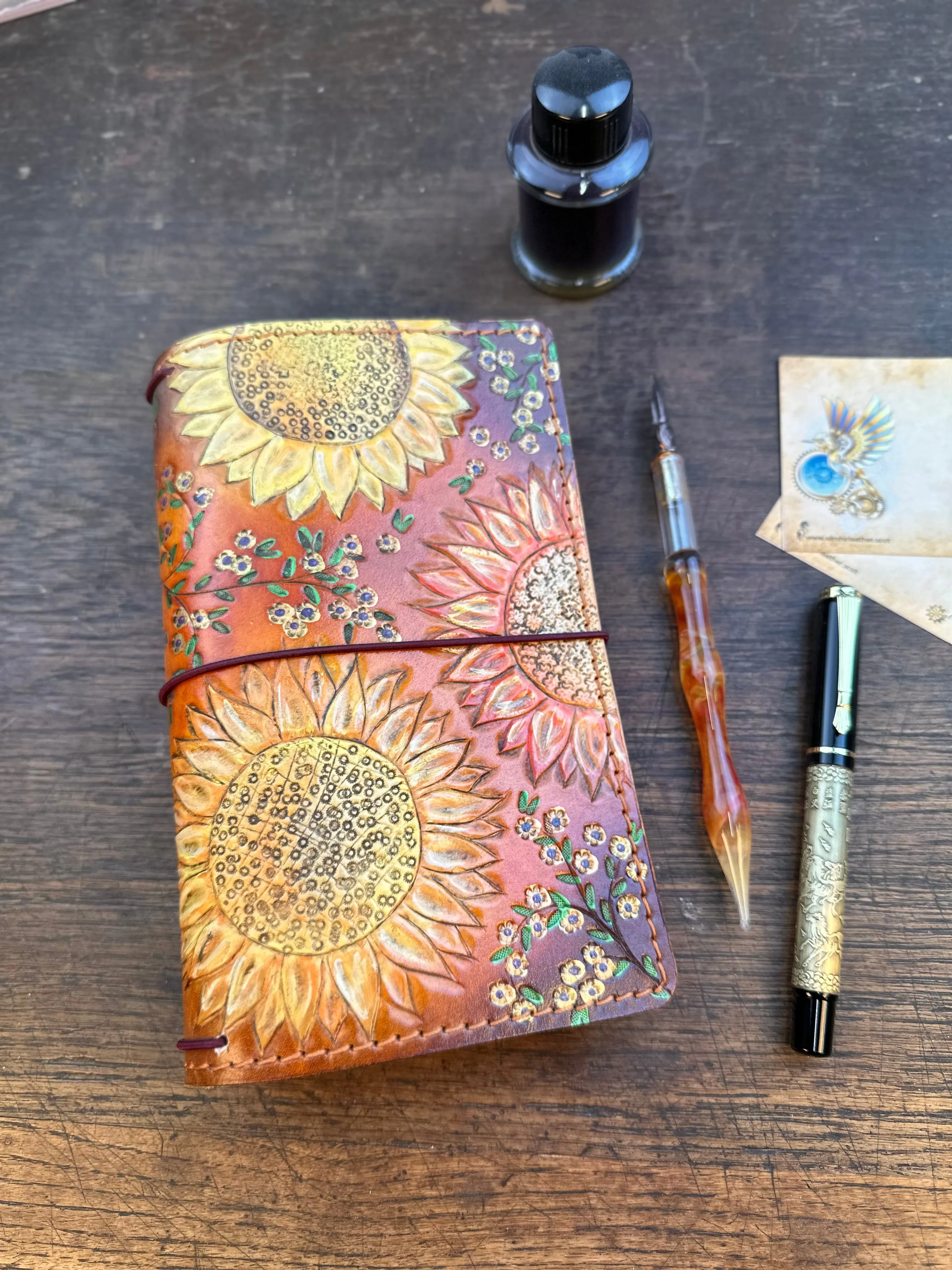Sunflowers Hobonichi Weeks Rear Slip Cover / Hybrid Travelers' Notebook