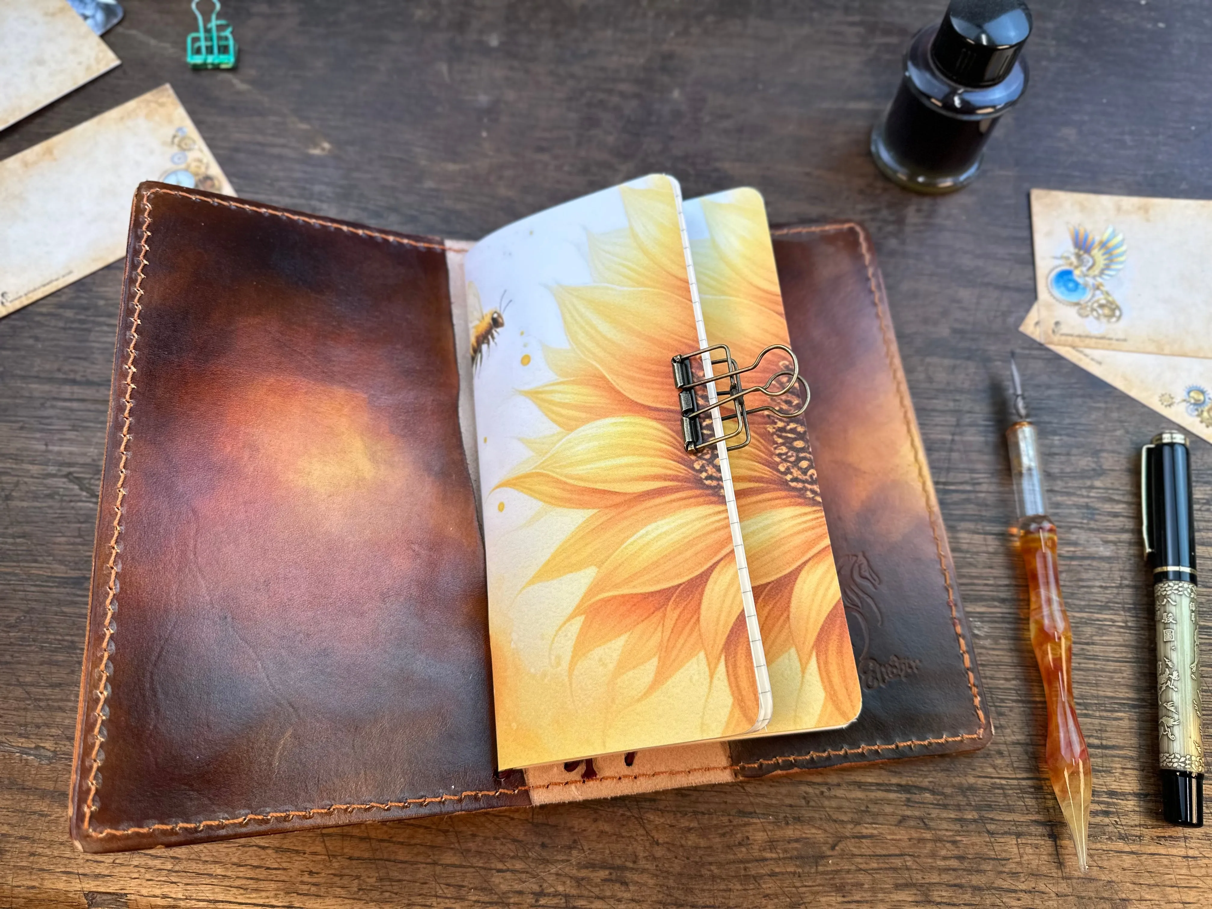 Sunflowers Hobonichi Weeks Rear Slip Cover / Hybrid Travelers' Notebook