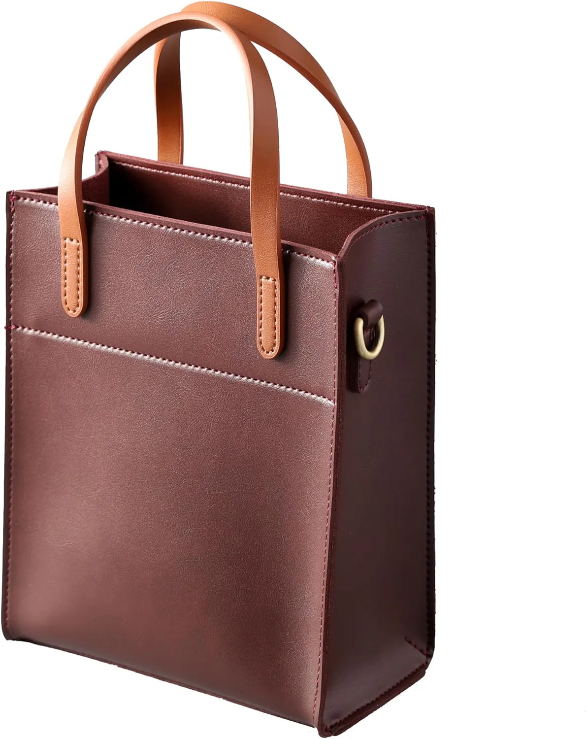 SUNLIGHT LEAVES Vintage Vegan Leather Mini Tote Bag For Women Simple Small Handle Purse Cute Cell Phone Satchel Lady Handbag