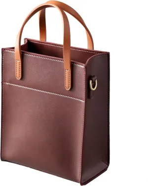 SUNLIGHT LEAVES Vintage Vegan Leather Mini Tote Bag For Women Simple Small Handle Purse Cute Cell Phone Satchel Lady Handbag