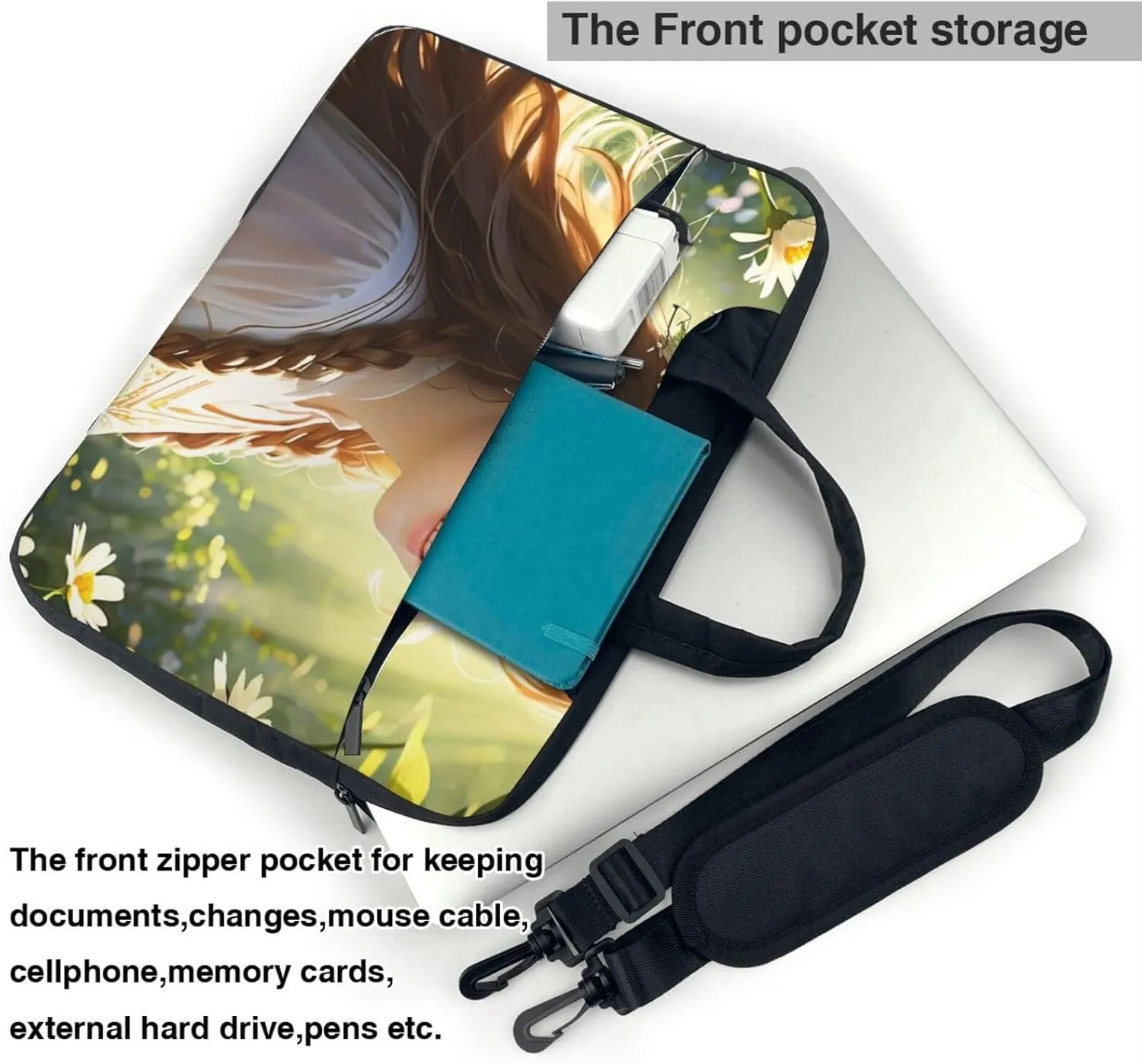 Sunlit Symphony Print Laptop Bag for Women Men,Shockproof Messenger Shoulder Laptop Bags with Zipper 13-15.6 Inch
