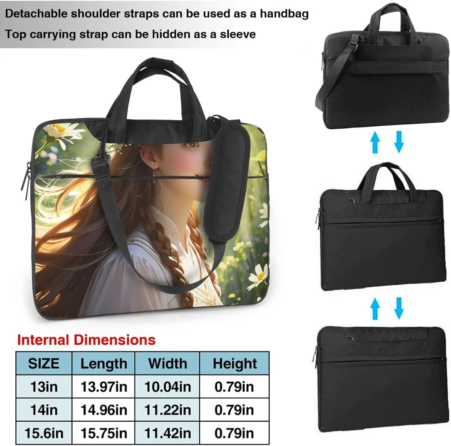 Sunlit Symphony Print Laptop Bag for Women Men,Shockproof Messenger Shoulder Laptop Bags with Zipper 13-15.6 Inch