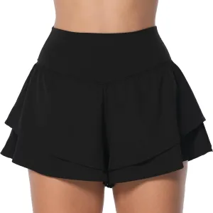 Sunzel Womens High‑Waist Double‑Layer Athletic Skort with 2 Inner‑Shorts Pockets Moisture‑Wicking Golf Tennis Running Skirts