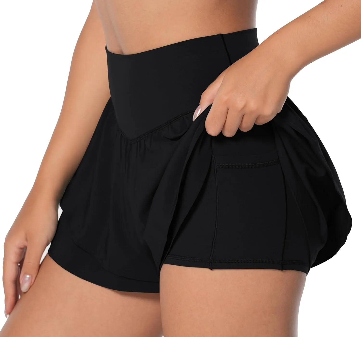 Sunzel Womens High‑Waist Double‑Layer Athletic Skort with 2 Inner‑Shorts Pockets Moisture‑Wicking Golf Tennis Running Skirts